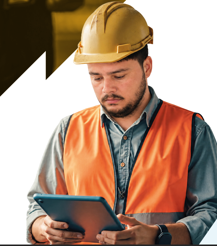 GSS Express site supervisor reviewing transport operations on a tablet